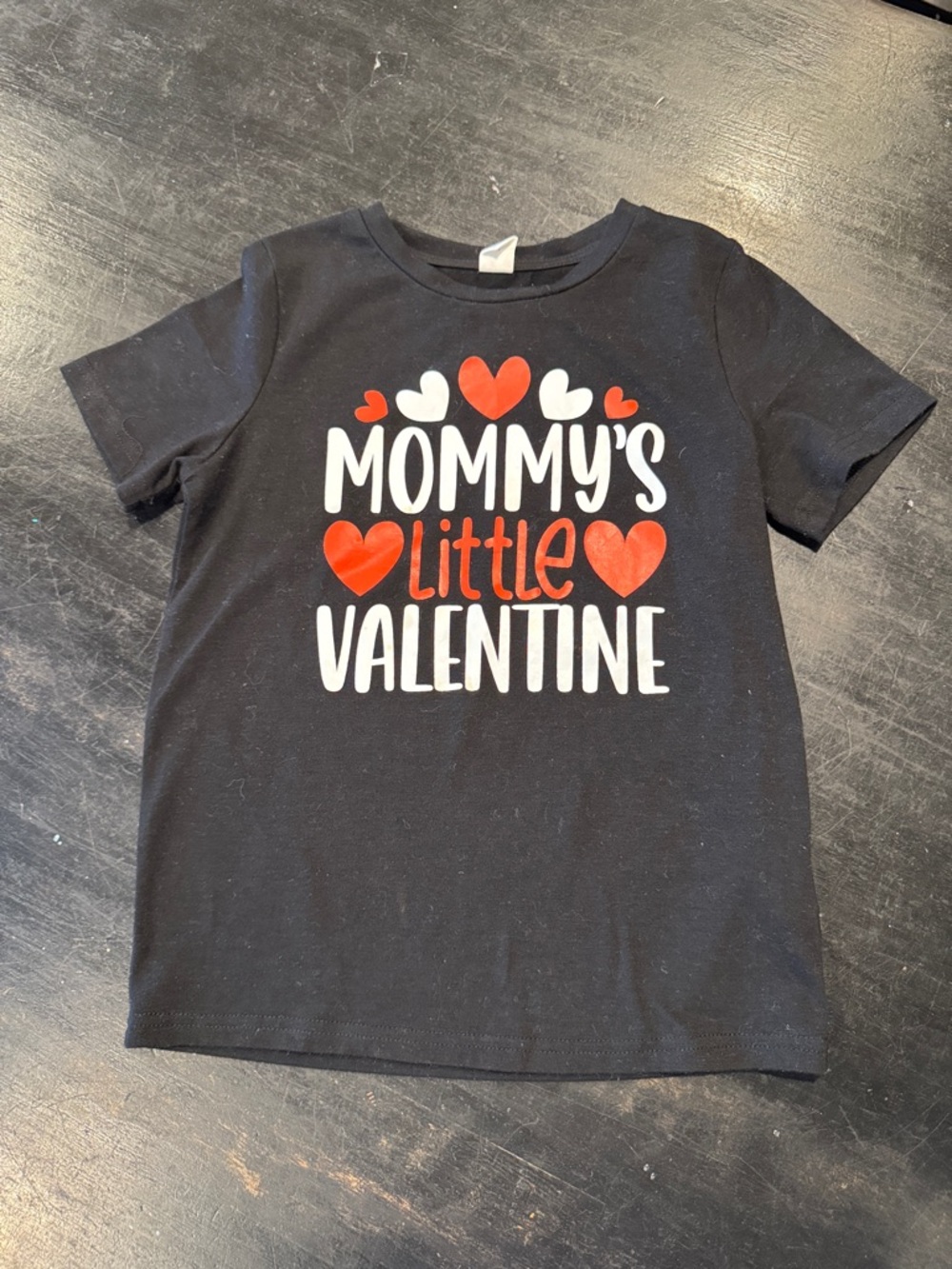 4/$15 Mommy's Little Valentine Kids' Black Tee with Red & White Heart Print